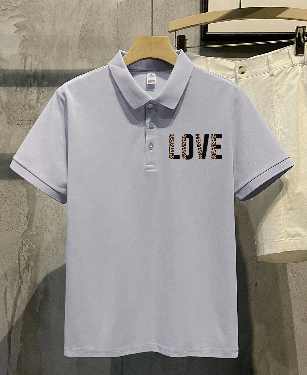 

Leopard Print Art Word Love Printed T Shirt Men Summer All-Match Polo Shirts Soft Culture Short Sleeve Casual Hip Hop Clothing