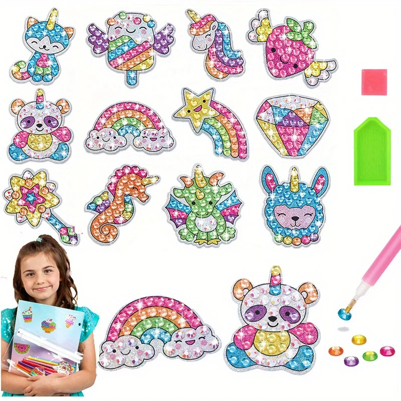 12PCS Kids 5D Diamond Painting Kit-facile, divertente Set di arte e artigianato fai da te per ragazzi e ragazze, ottimo Kit regalo artigianale