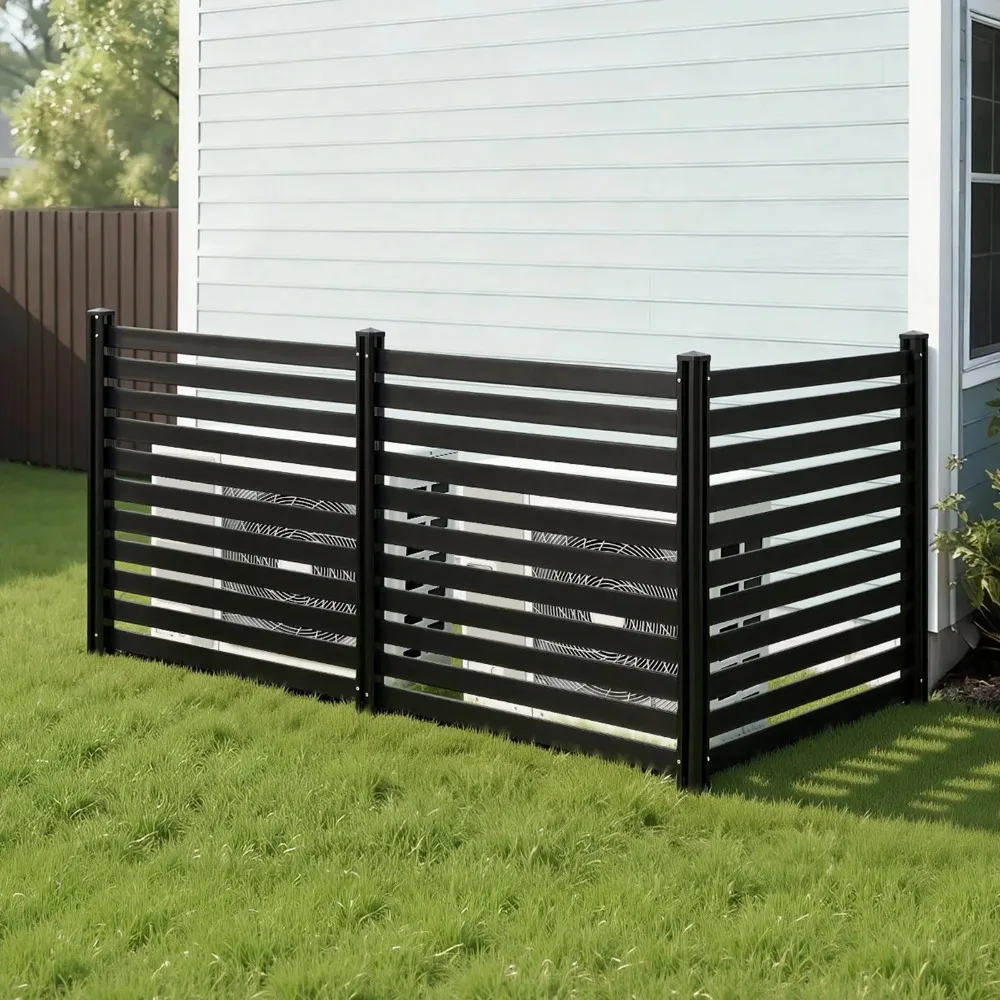 

3 Panels Outdoor Privacy Screen, 50 x 48 in Air Conditioner Fence with 27.6 in Ground Stakes, Pool Equipment Enclosure, Vinyl