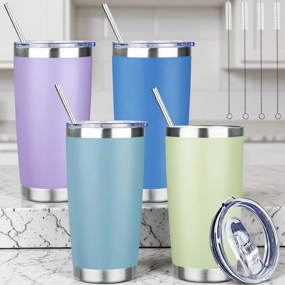 

Термокружка для путешествий 20 унций, с двойными стенками, вакуумная, с порошковым покрытием, для холодных и горячих напитков (разные цвета)