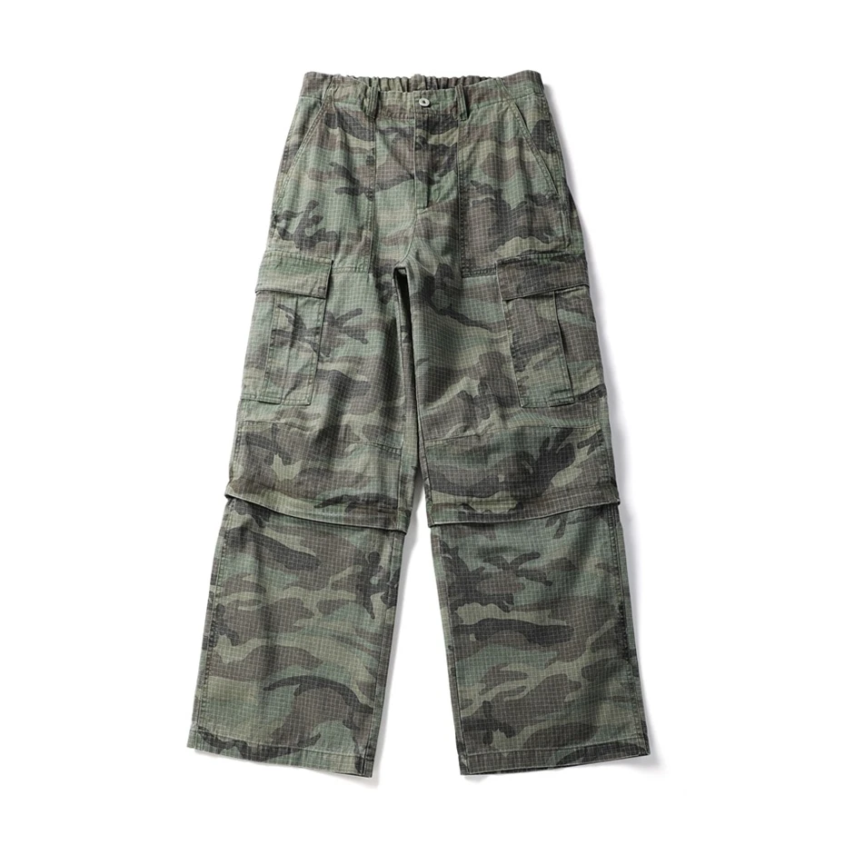 Men Camouflage Pants Cotton Casual Cargo Pant Men Streetwear Wide Leg Function Paratrooper Pants Cityboy Baggy Removable Trouser
