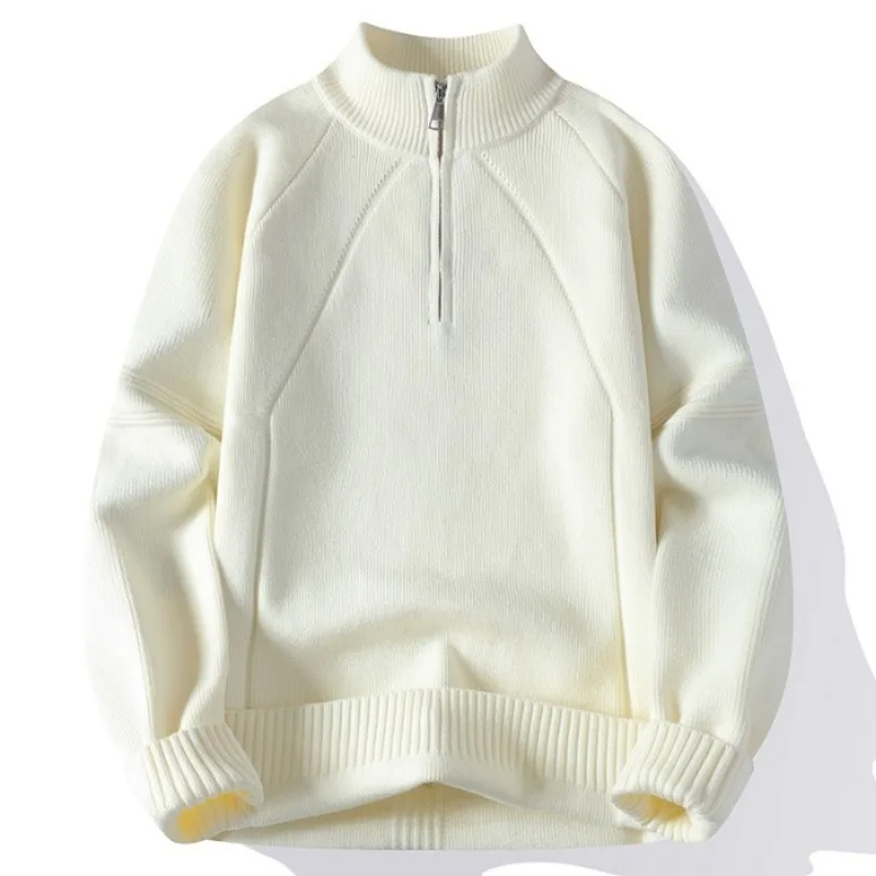 Gilet maglione a righe larghe Uomo Versione coreana popolare Colletto semi-alto Gilet da uomo eleganti Maglioni da uomo con cerniera per abiti da uomo