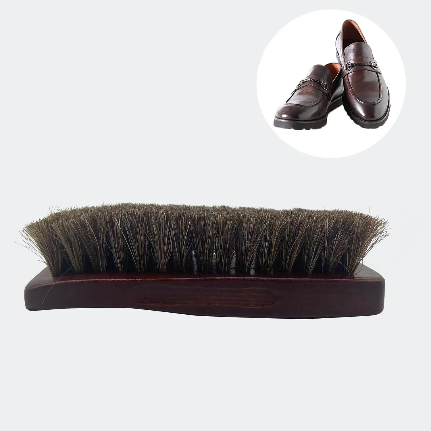 1PC premium horsehair shoe brush is suitable for polishing and cleaning leather products effectively removing dirt and debris