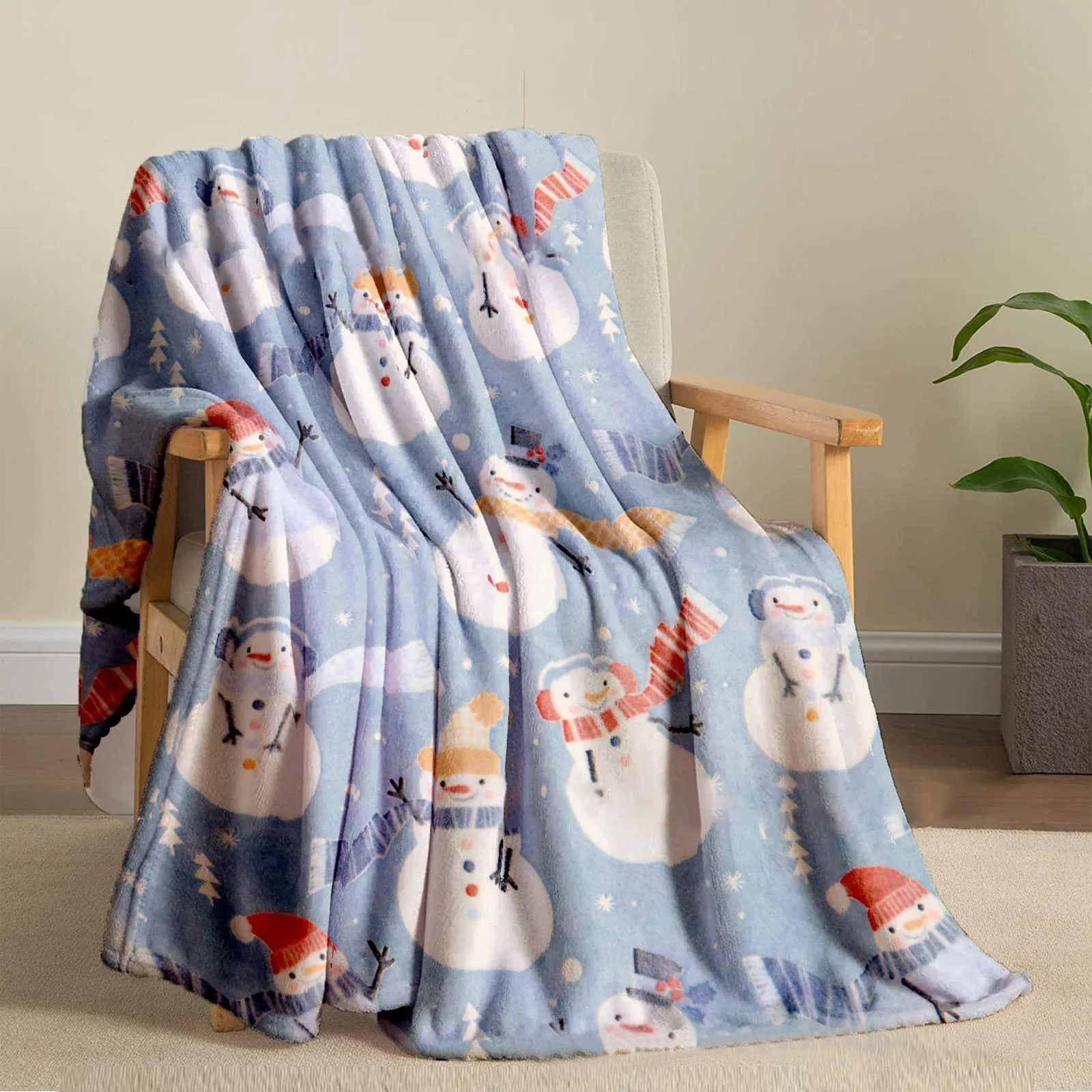 Santa'S Blanket Christmas Digital Printed Flannel Plush Blanket Xmas Cute Snowman Sofa Cover Blanket 130*150cm Winter Soft Quilt