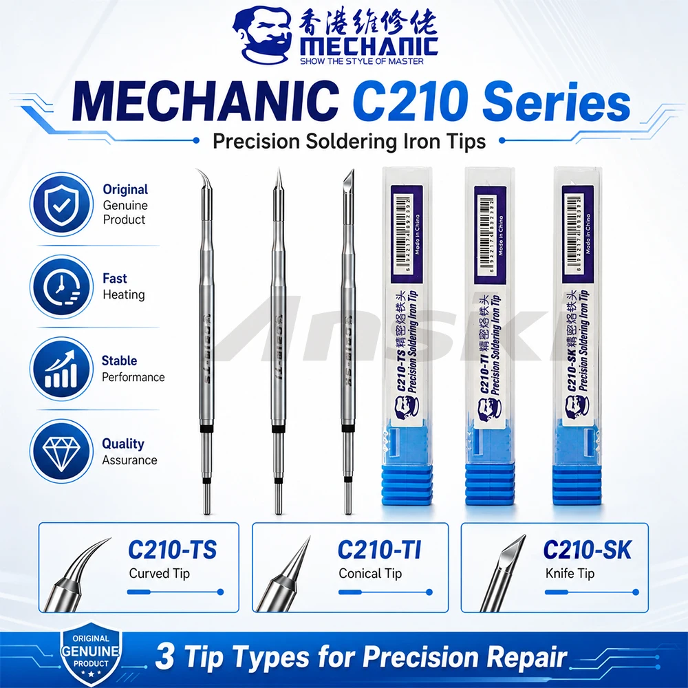 MECHANIC C210 Soldering Iron Tip Mobile phone repair welding tool for T90A HS02B T80 TS21 Soldering Iron Precision Welding kit