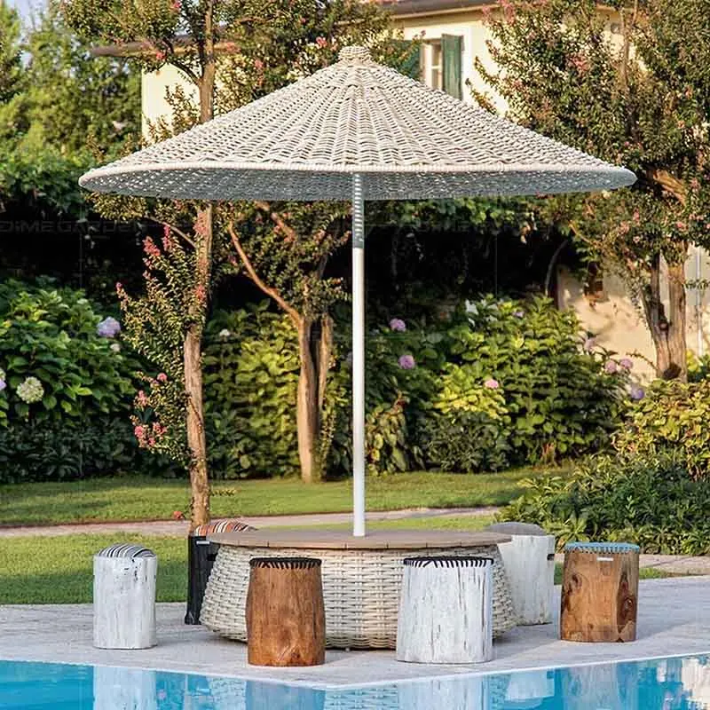 Creative Modern Square Outdoor Waterproof Plastic Base Beach Hotel Swimming Pool Courtyard Camping Umbrella Dewell Living 2.4m
