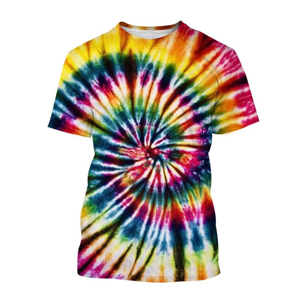 Children\'s T-Shirt Girl Gradient Color Tie-Dye Pattern Printing 3D T Shirt Boys and Girls Spiral Circle Tee Shirts Kids Clothes