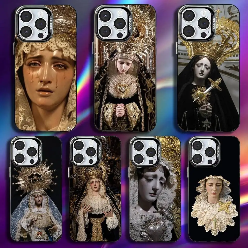 

Virgin Mary Phone Case For iPhone 17,16,15,14,13,12,11,Pro,Max,Plus,Mini,XS,SE Anti Fall Black Matte Hard Bumper