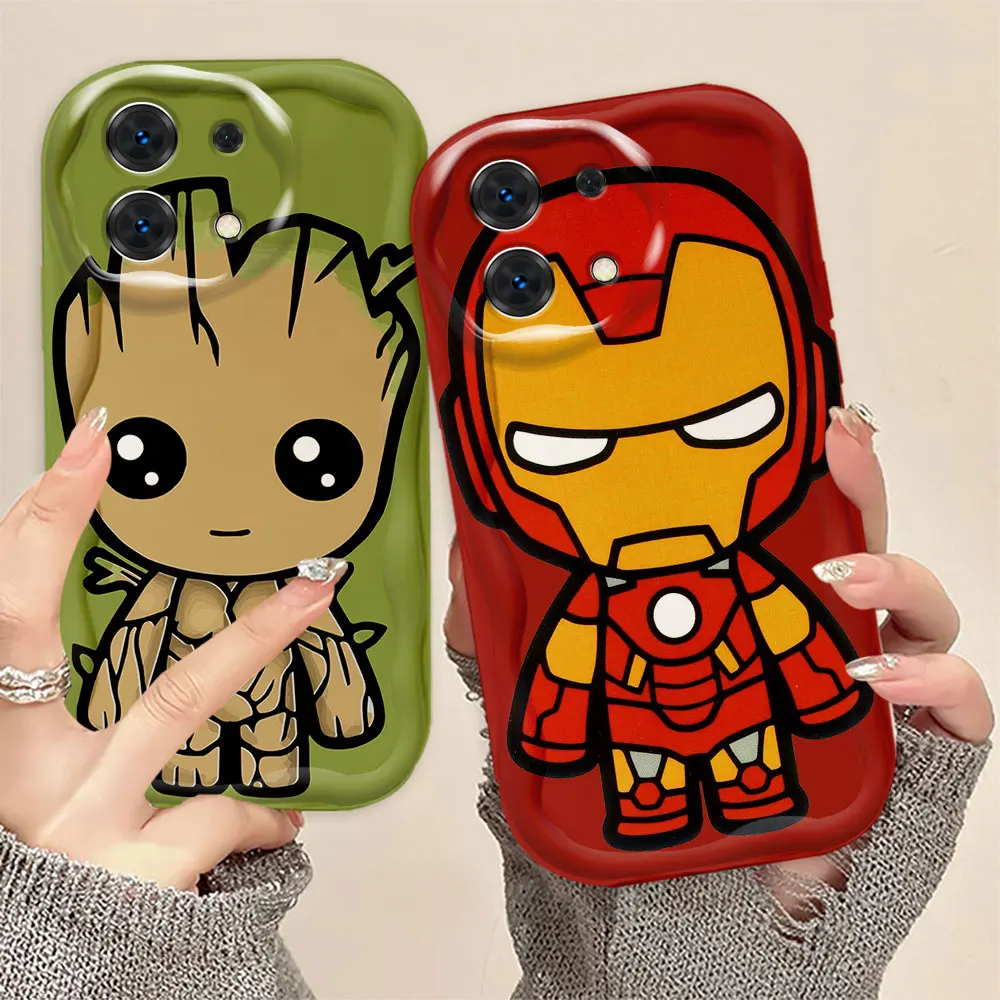 

Marvel Iron Groot Spider man Cover 3D Wave Phone Case For Xiaomi Redmi NOTE 13 12 12S 11 11S 10 10T 9 8 Pro White TPU Case Funda