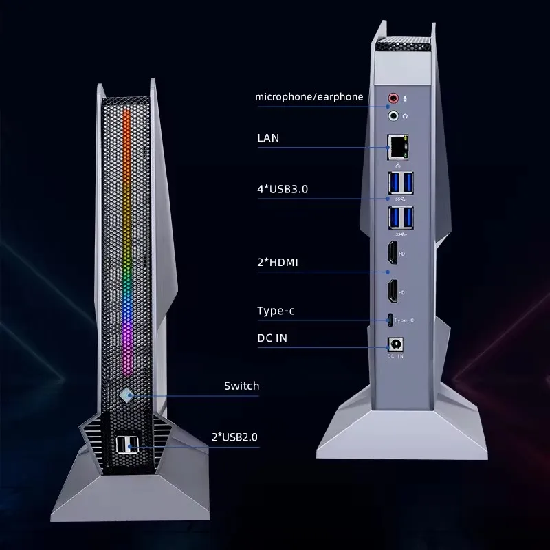 Topton Mini Gamer PC 13th Gen Intel i9 13900H 12900H i7 13700H Nvidia RTX 4060 3050 8G RGB Desktop Computer 2xHDMI Type-C WiFi6