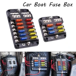 Car Boat Fuse Box Holder With 6 Ways 12 Ways Blade Fuse Holder Block & Warning Indicator 12V 36V Power Distribution Panel Board
