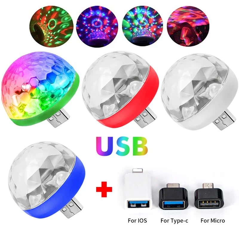 

Mini USB LED Light Disco DJ Ball Lights Projector Light Car Effect Party Home Halloween 5V RGB Colorful Lamp For Mobile Phone