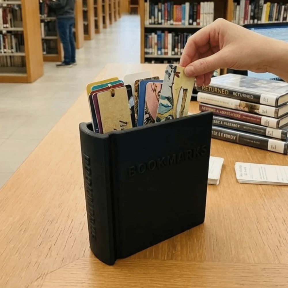 Funny 3D Printed Book Shaped Bookmark Holder Creative Plastic Desktop Organizer Novelty Bookmark Organizer Book Enthusiasts