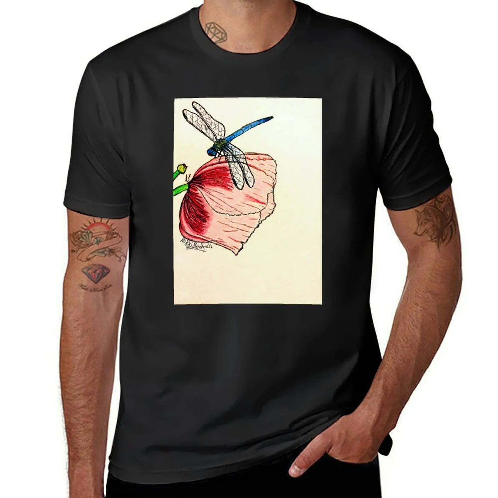 

Dragonfly on Pink Flower T-Shirt graphics cotton graphic tees baggy shirts tshirts personalised workout shirts for men