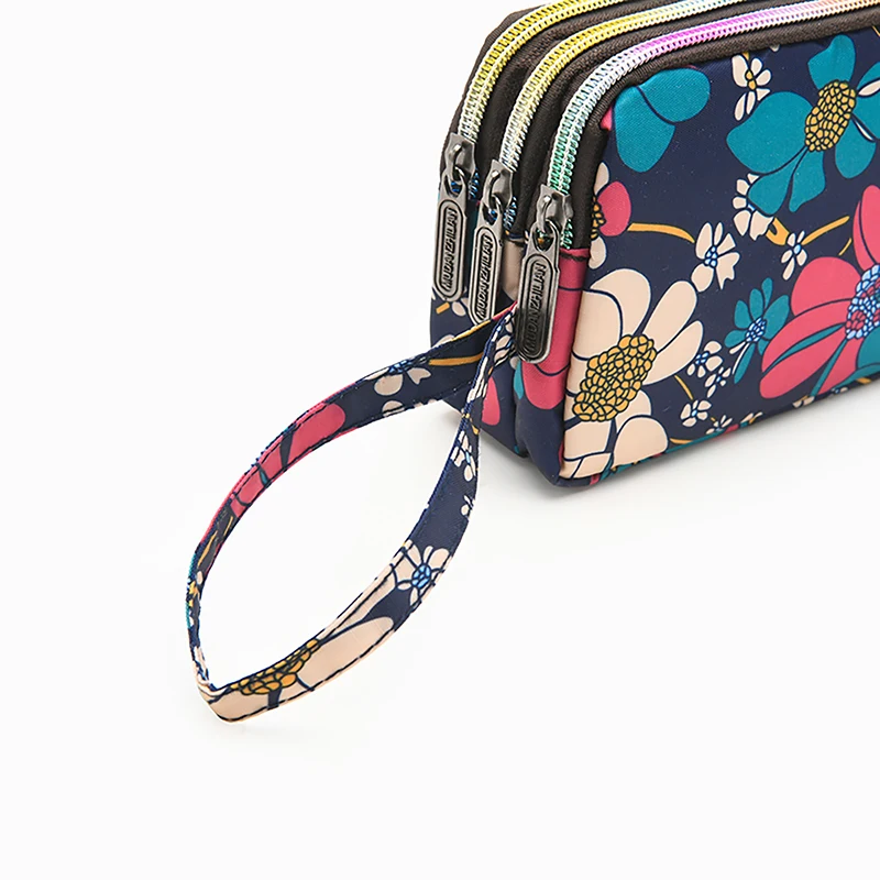 Bolsa de celular feminina simples com zíper de três camadas, bolsa de grande capacidade, bolsa de moedas portátil moderna e versátil