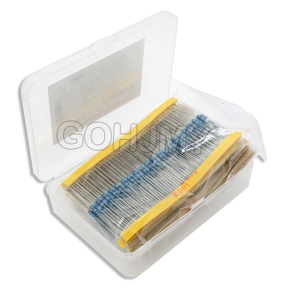 600PCS 30Values* 20PCS 1% 1/4 W resistor pack set diy Metal Film Resistor kit use colored ring resistance (10 ohms~1 M ohm)