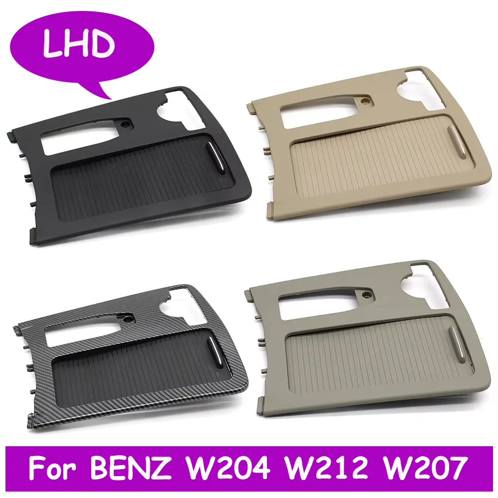 LHD W204 W207 W212 Central Console Carbon Fiber Cup Holder Cover Shutter For Mercedes Benz C E Class C180 C200 C220 E260 E300