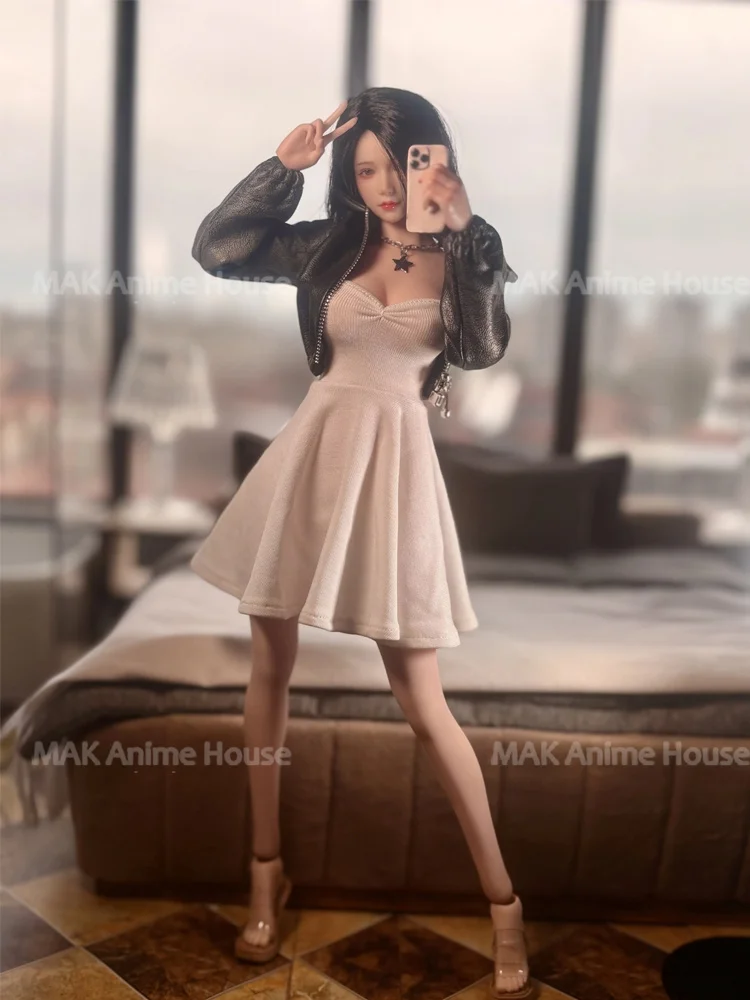 1/6 مقياس ألف خط الفرنسية الخصر مقصوص مظلة تنورة قصيرة سترة جلدية الملابس نموذج ل 12 ''أنثى عمل الشكل الجندي #2