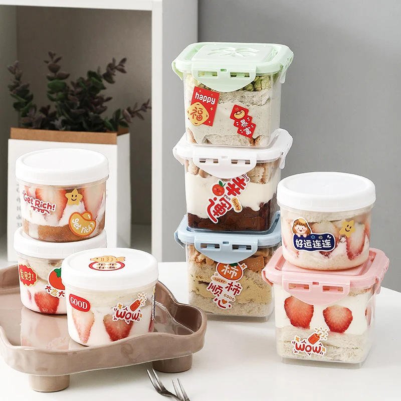 Cake Ice Cream Transparent Sealed Packaging Box Fruit Salvage Tiramisu Dessert Pastry Cheese Preservation Jar Kitchen Accessorie