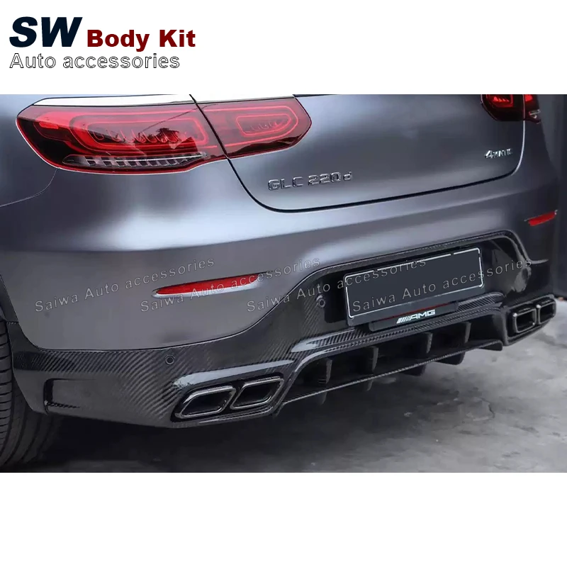 Carbon Fiber TC style GLC Rear Bumper Diffuser For Mercedes-Benz GLC Coupe GLC43 GLC63 2016-2020 Upgrade Rear Bumper Lip