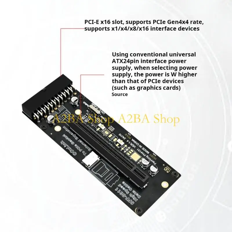 A2BA Oculink SFF-8612 To PCIE4.0 X16 Adapter Card 24Pin Power Supply Adapter For Graphics Card Storage Expansion Accessories