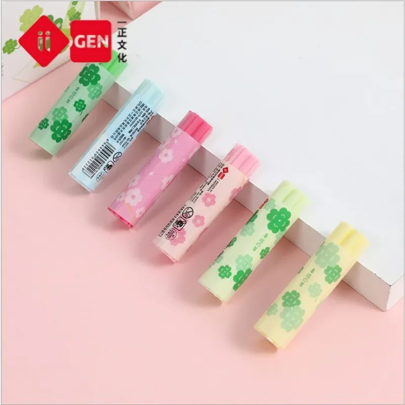 1pc Creative Clover Sakura Kawaii Rubber Eraser Pencil Correction Tool Stationery School Gift For Kids