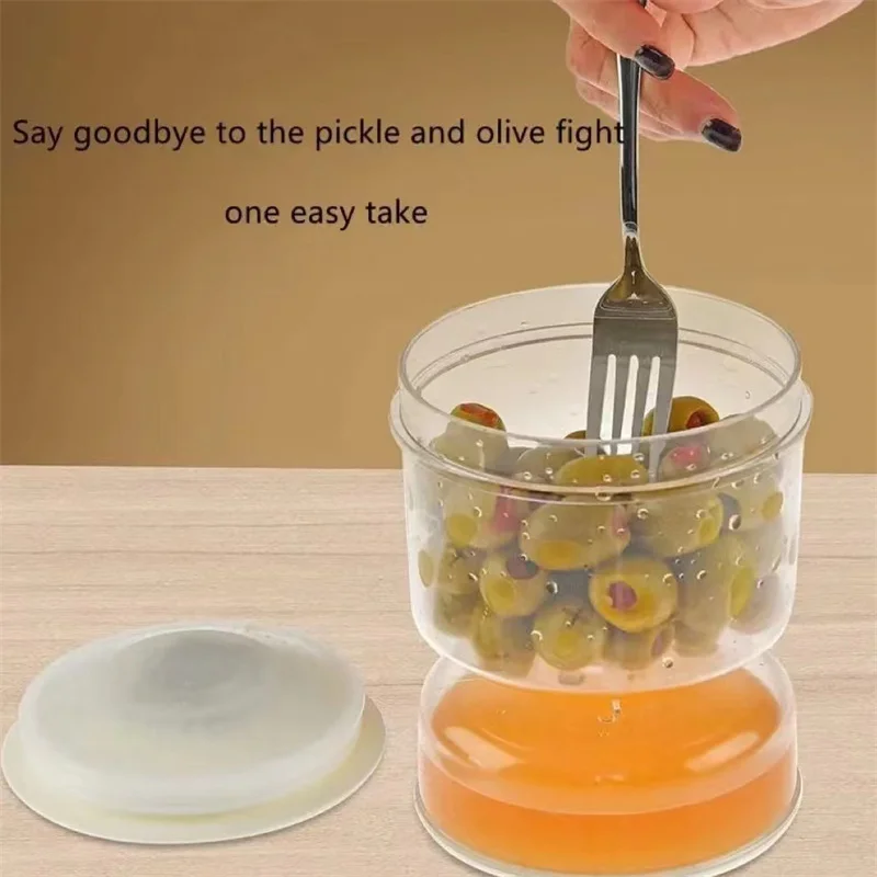 Pickle Olive Hourglass Jar Pickle Juice Wet and Dry Separator Food Container with Strainer Flip Can Kitchen Supplies Tool