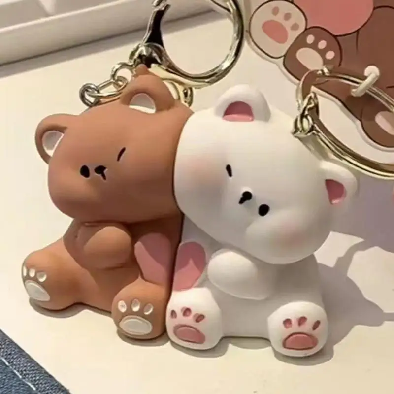2pcs Car Key Ring Bag Charm Magnetic Keychain Bear Pendant Bear Couples Keychain Key Chain Animal Keychain for Purses Bags Key