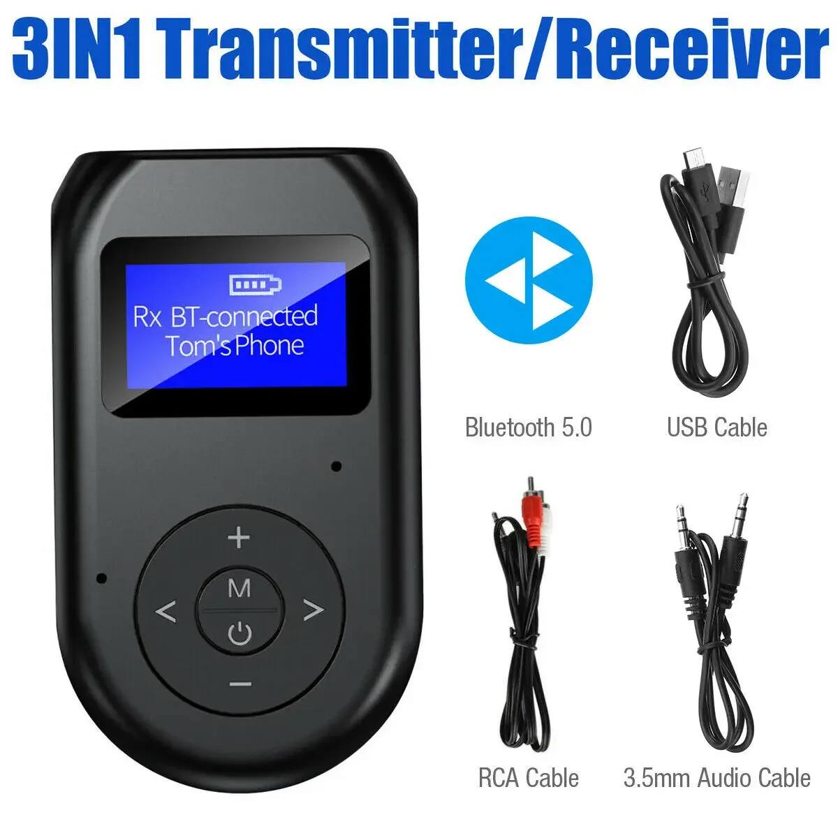 

Gtwoilt Bluetooth 5.0 Transmitter Receiver 2 in1 LCD Wireless Audio 3.5mm USB AUX Adapter For Car TV Computer Laptop