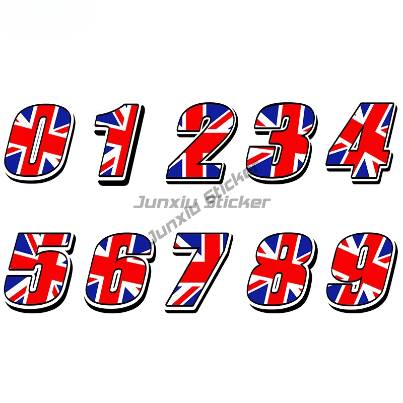 Personality Car Sticker Racing Numbers Vinyl UK UNITED KINGDOM FLAG Stickers Decal Motocross Moto Auto ATV BIKE Decor