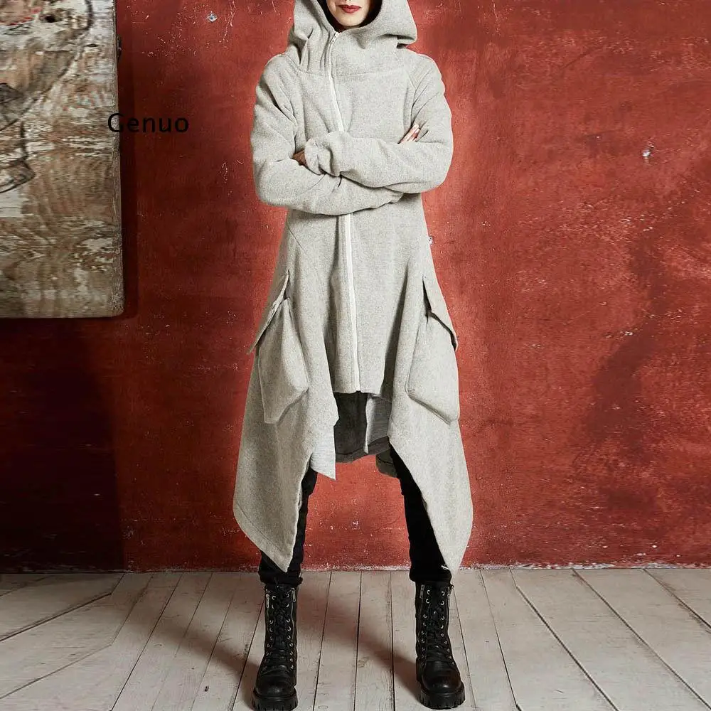 

Fashion Women Hoodie Hooded Sweatshirt Sweater Asymmetric Coat Jacket Overcoat