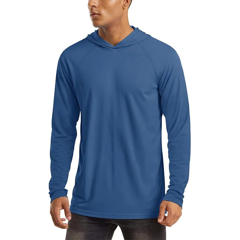 Hooded T-Shirts Mens Quick Dry UV Block Sun Shirts Lightweight Hoodie Shirt Running Fishing Performance Tops