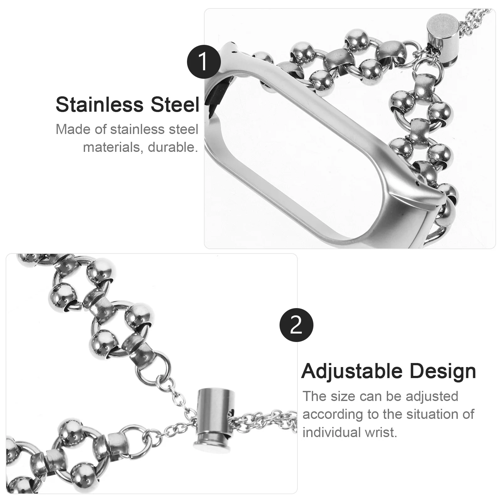 สายนาฬิกาสแตนเลสที่ทนทาน สายรัดข้อมือทดแทนโลหะ 7 สายนาฬิกาแบบปรับได้ที่ทนทานต่อการสึกหรอ