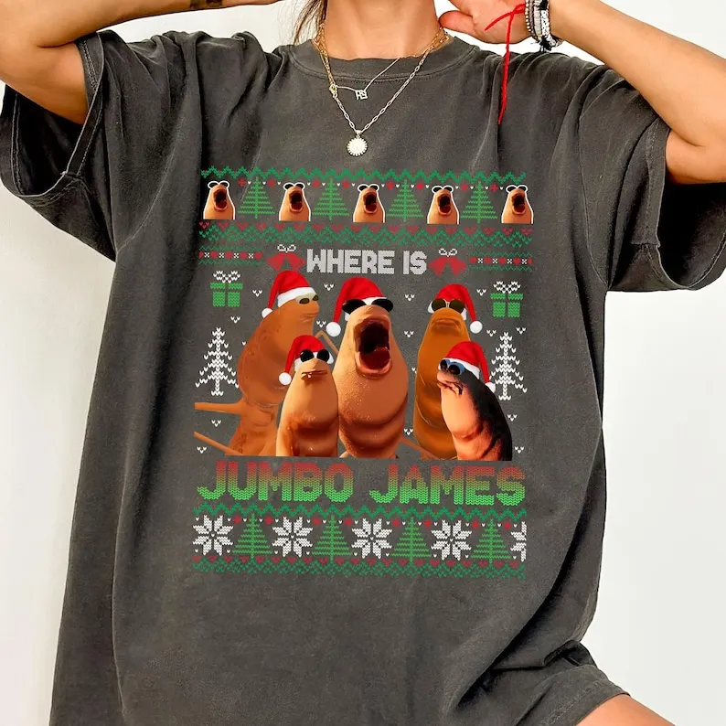 

Where Is Jumbo James Ugly Christmas Shirts Marcus The Worm Xmas Tee Tops Im Looking for Jimbo James Funny Meme Tees Xmas Holiday