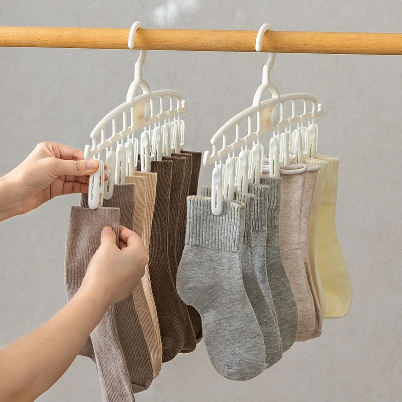 Sock Drying Rack 8 Pegs Quality Environmentally Friendly Plastic Socks Stocking Hanging Clothespins Laundry Drip Hanger