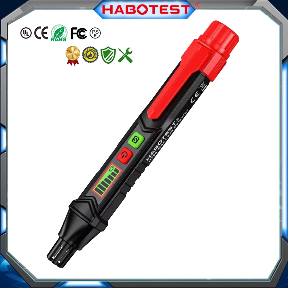 HABOTEST HT60 Portable Gas Leak Detector Handheld Combustible Gas Leak Tester Gas Analyzer with Audible & Visual Alarm