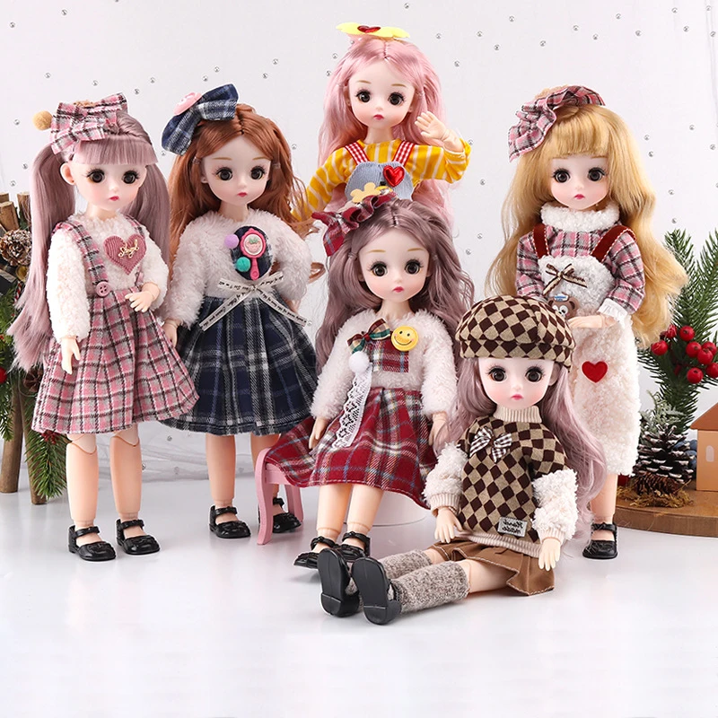 

12 Inch BJD Doll 23 Movable Joints 1/6 Makeup Dress Up 4D Eyes Dolls with Fashion Clothes for Girls DIY Toy