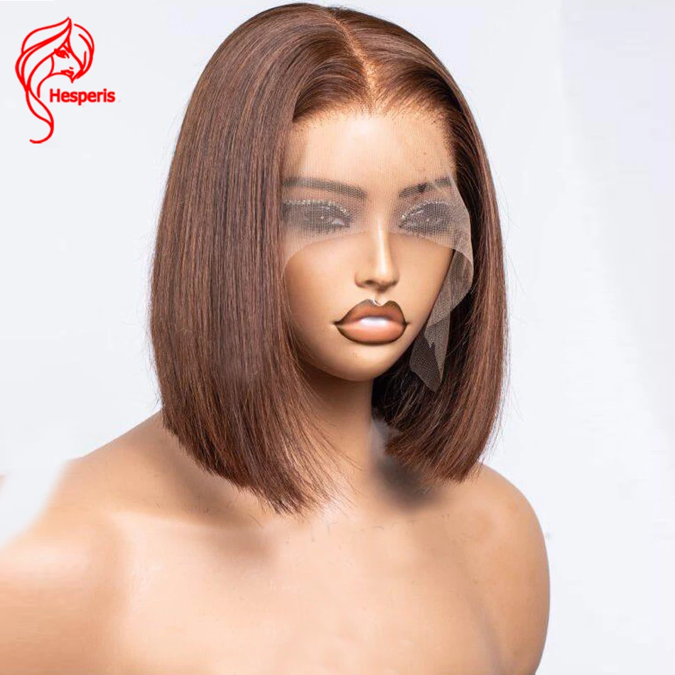 

Hesperis Brown Human Hair Wig Pre Plucked Short Bob Cut Lace Front Human Hair Wig 8-14 Inch Bob Lace Frontal Wig For Women