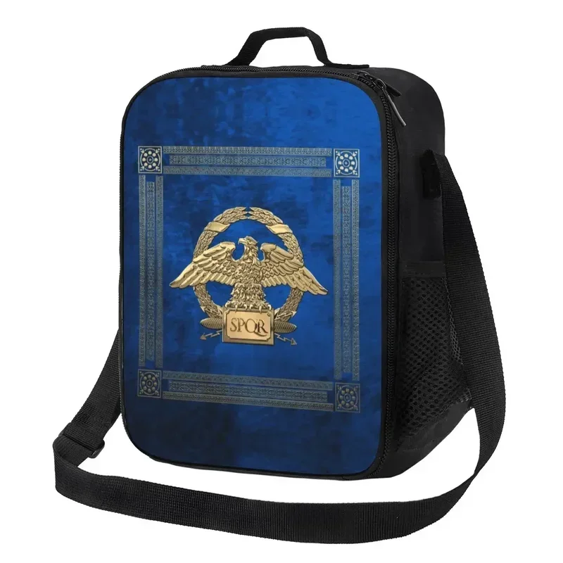 

Gold Roman Empire Eagle Insulated Lunch Bag for Women Rome SPQR Emblem Cooler Thermal Bento Box Office Work School