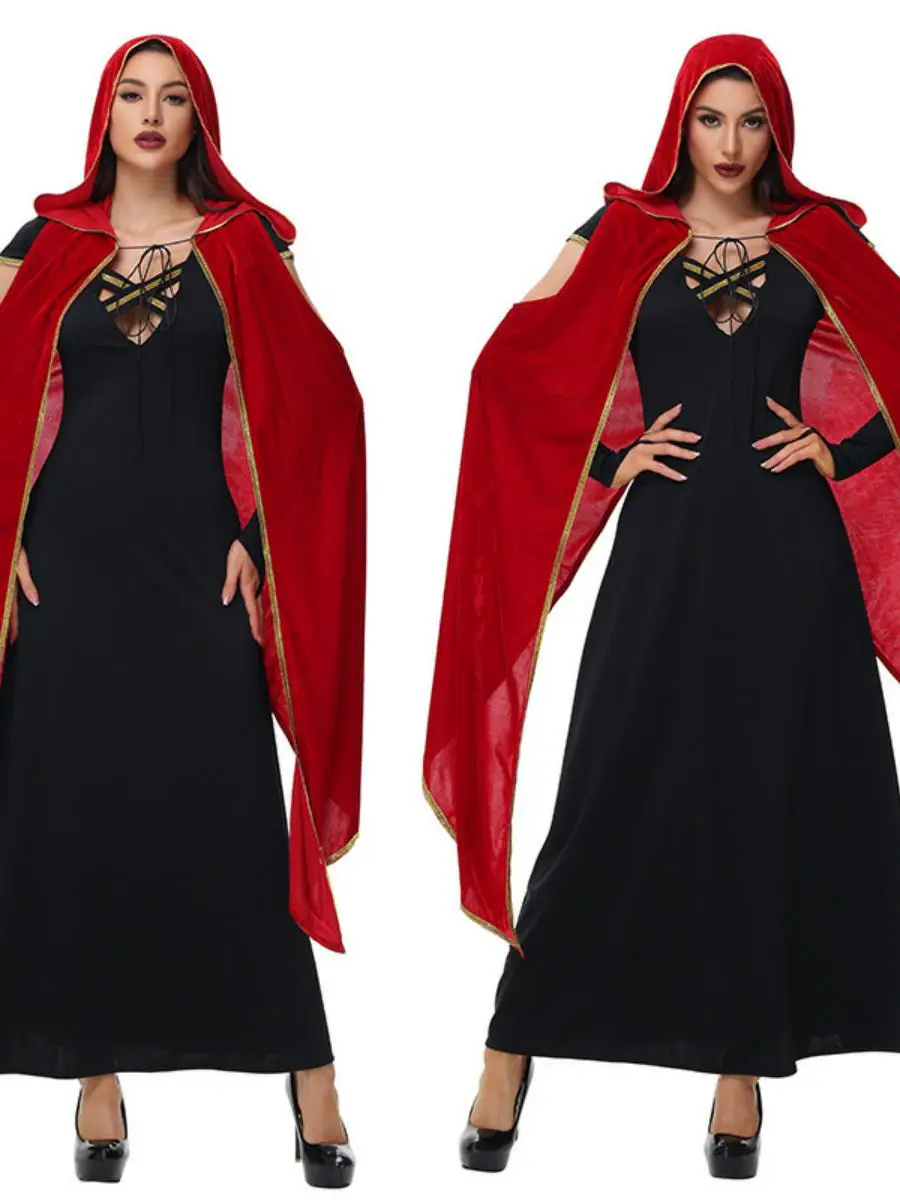 

Готический костюм для взрослых, красный черный, тема ведьмби, наряд на Хэллоуин, k Fsy, сценическое представление, традиционный ханьфу