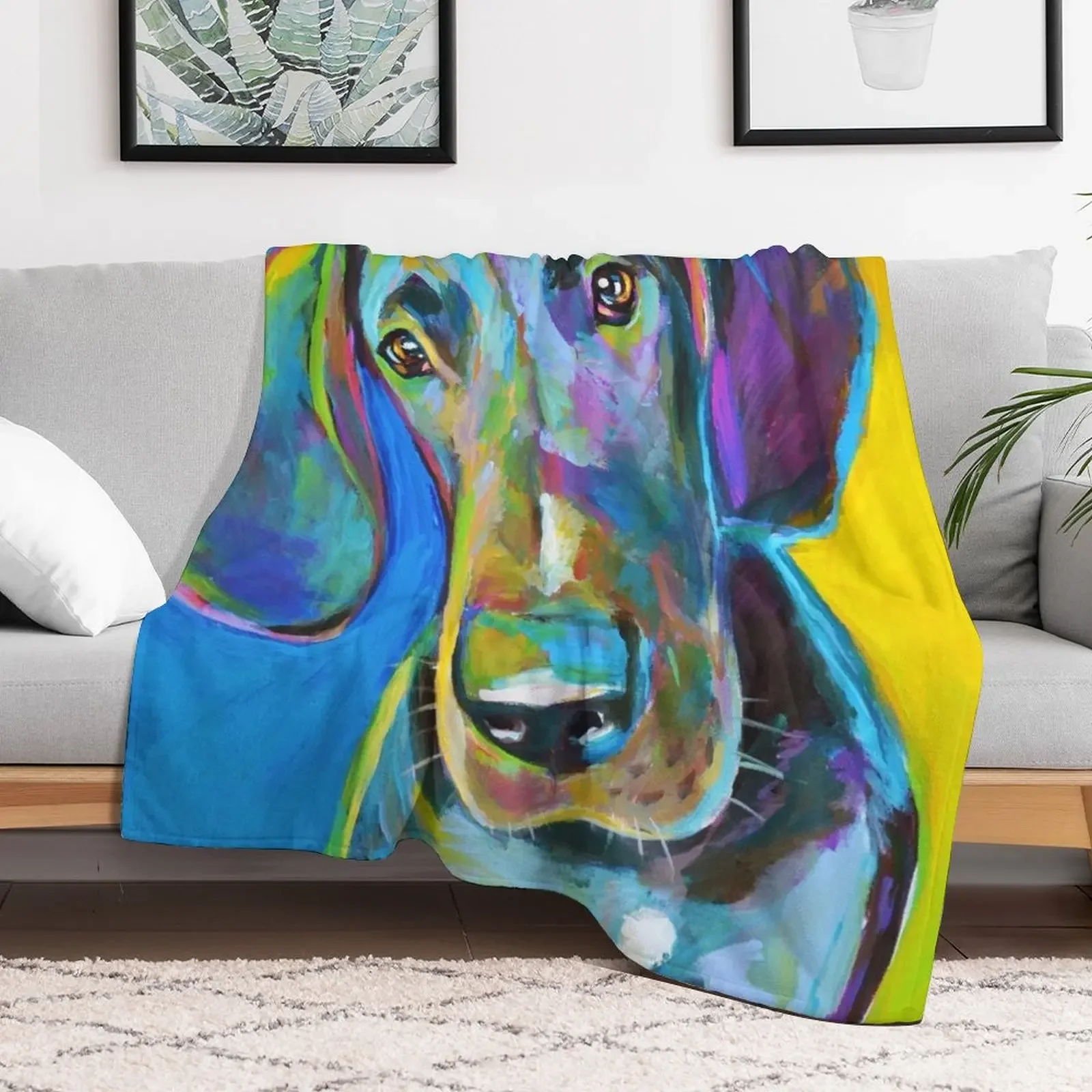 Colorful GREAT DANE Painting by Robert Phelps Throw Blanket Decorative Sofas Sofa Quilt Blankets