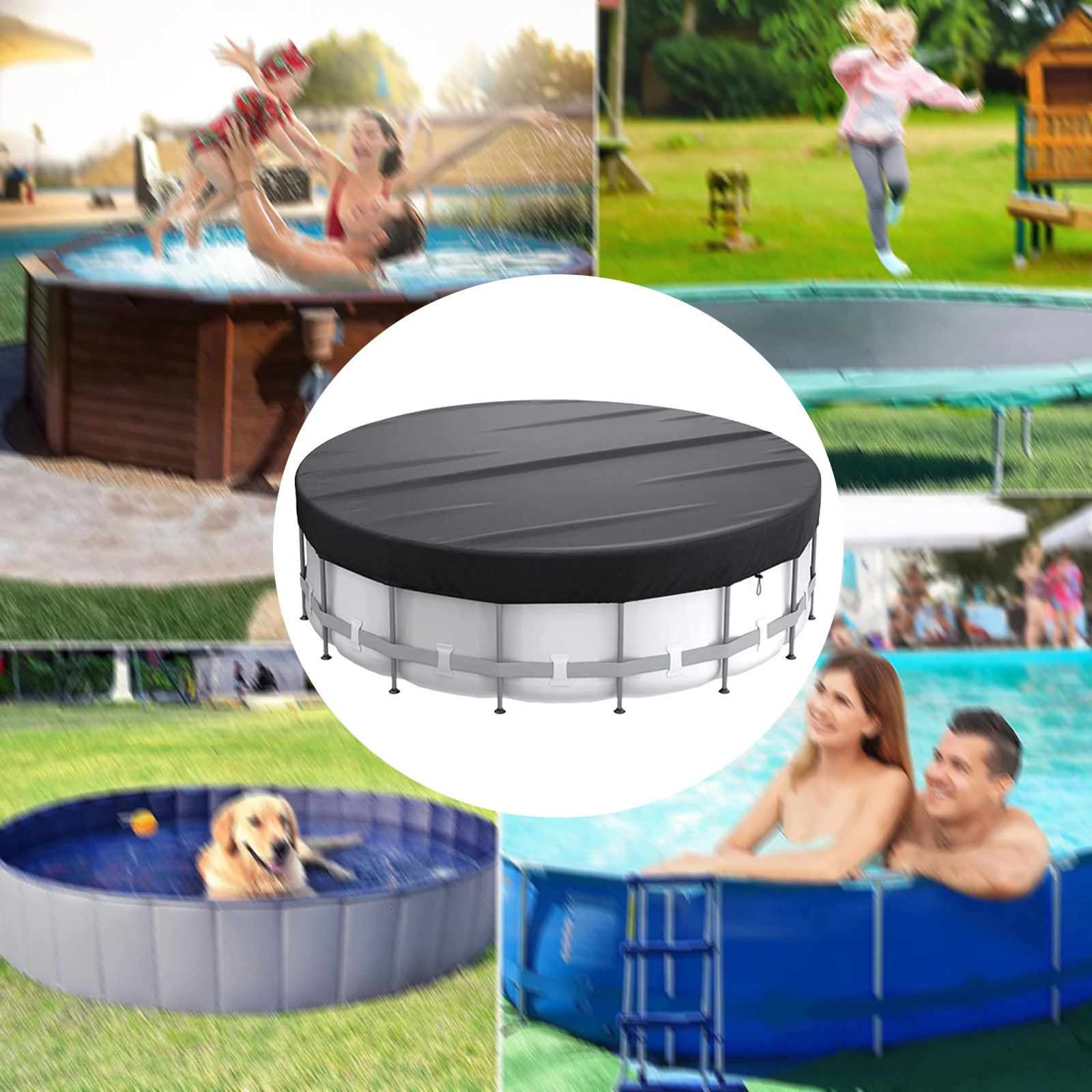 Rainproof Windproof Swimming Pool Cover 1.8 Meters Round Swimming Pool Cover For Ground Swimming Bathtub Hood Indoor