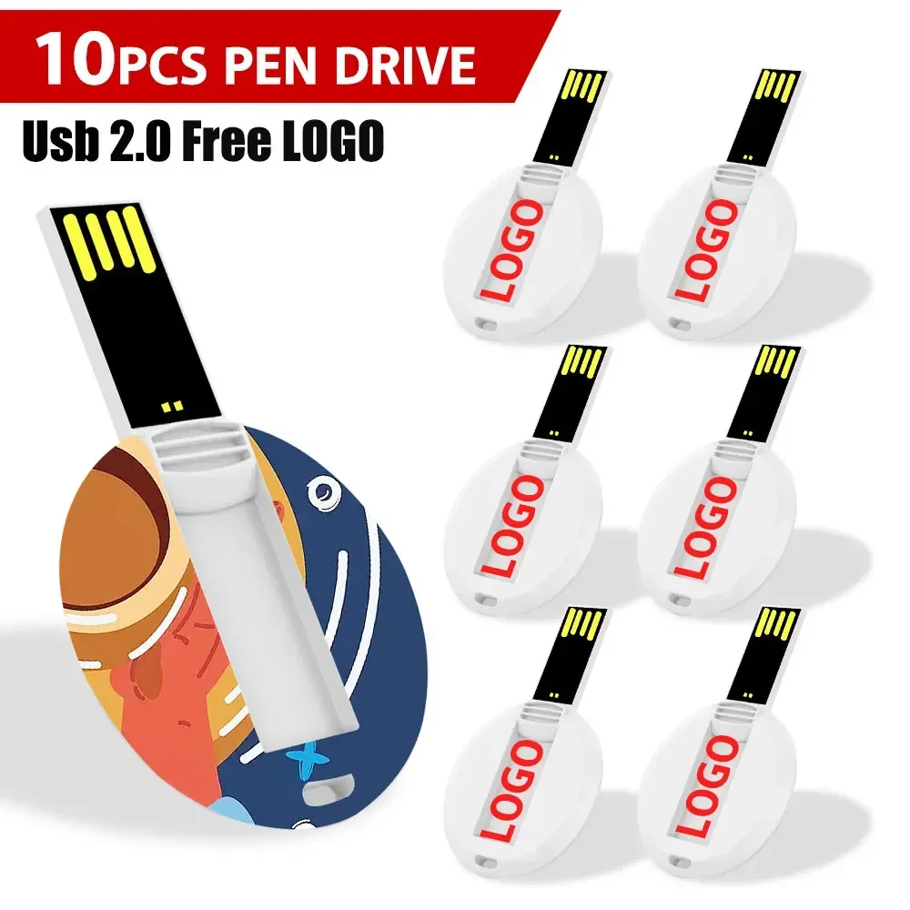 

10PCS/LOT USB Business Card Flash Drive 8gb 16gb Coin Mini Round Shaped USB Flash Drive with Logo Printing For Company Gifts