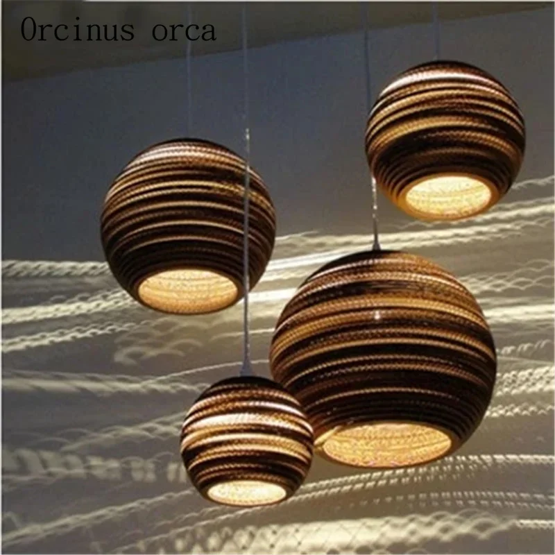 American retro pub corrugated paper coffee shop Nordic creative honeycomb bare single Chandelier image 4