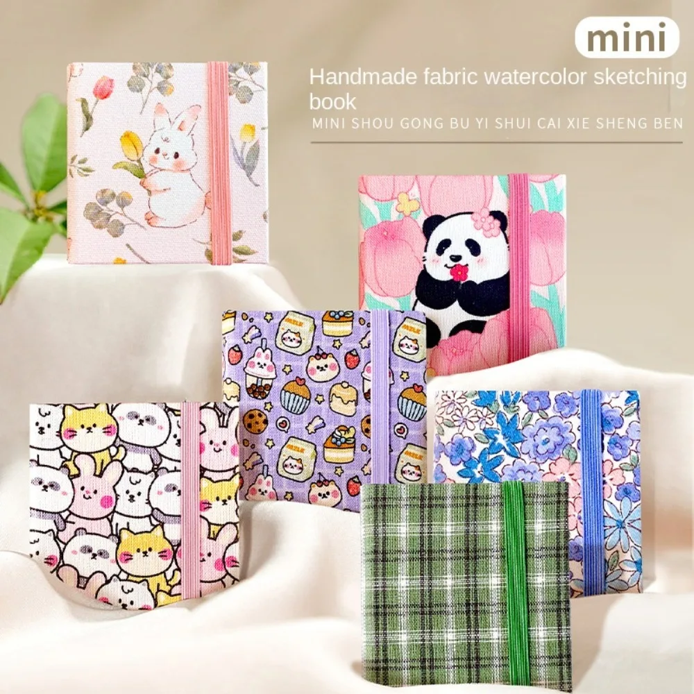 

Flower Mini Fabric Watercolor Book Paper Pad 20 Sheets Watercolor Sketchbook Portable Square Mini Watercolor Painting Book