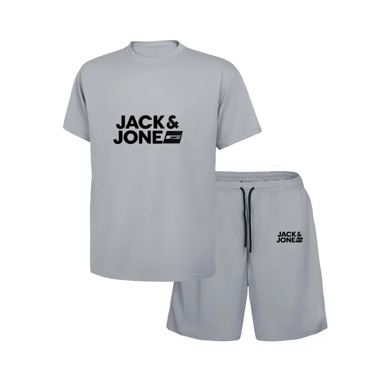 

New fashionable summer sports suit for men, casual fitness, jogging, basketball, fashionable short sleeved T-shirt+shorts 2 sets
