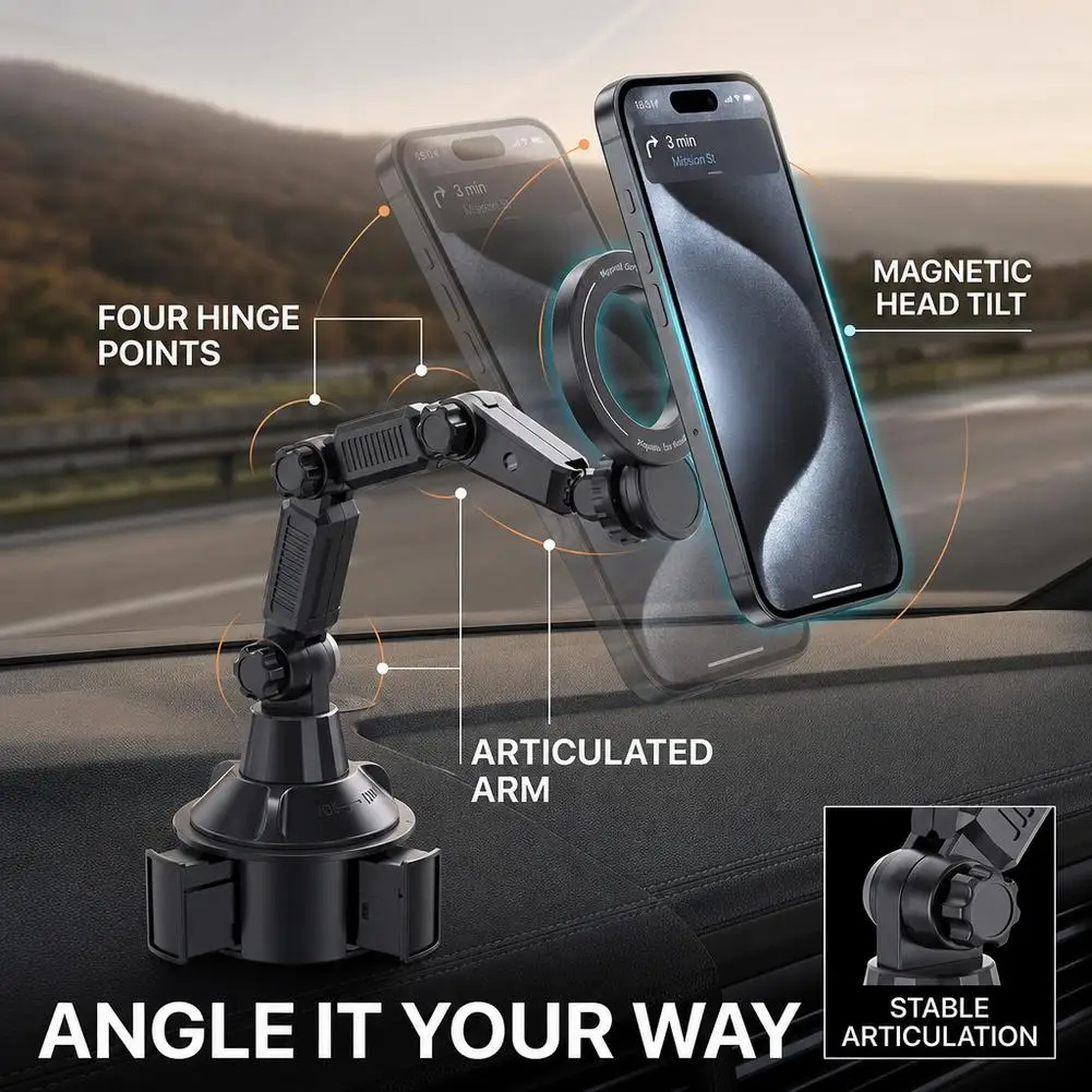 Auto-Handyhalterung mit Magnet, langem Arm, superstarker Saugkraft für stabile 360°-Befestigung ° Drehbare, faltbare Handyhalterung – Detail 6