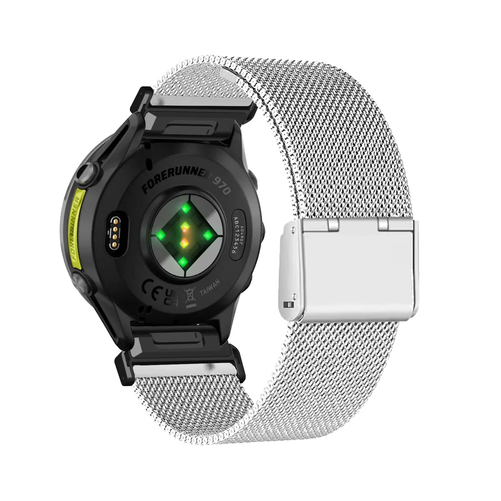 Metallbänder für Garmin Forerunner 970 Quickfit 22 mm Band, atmungsaktives Edelstahlgeflecht
