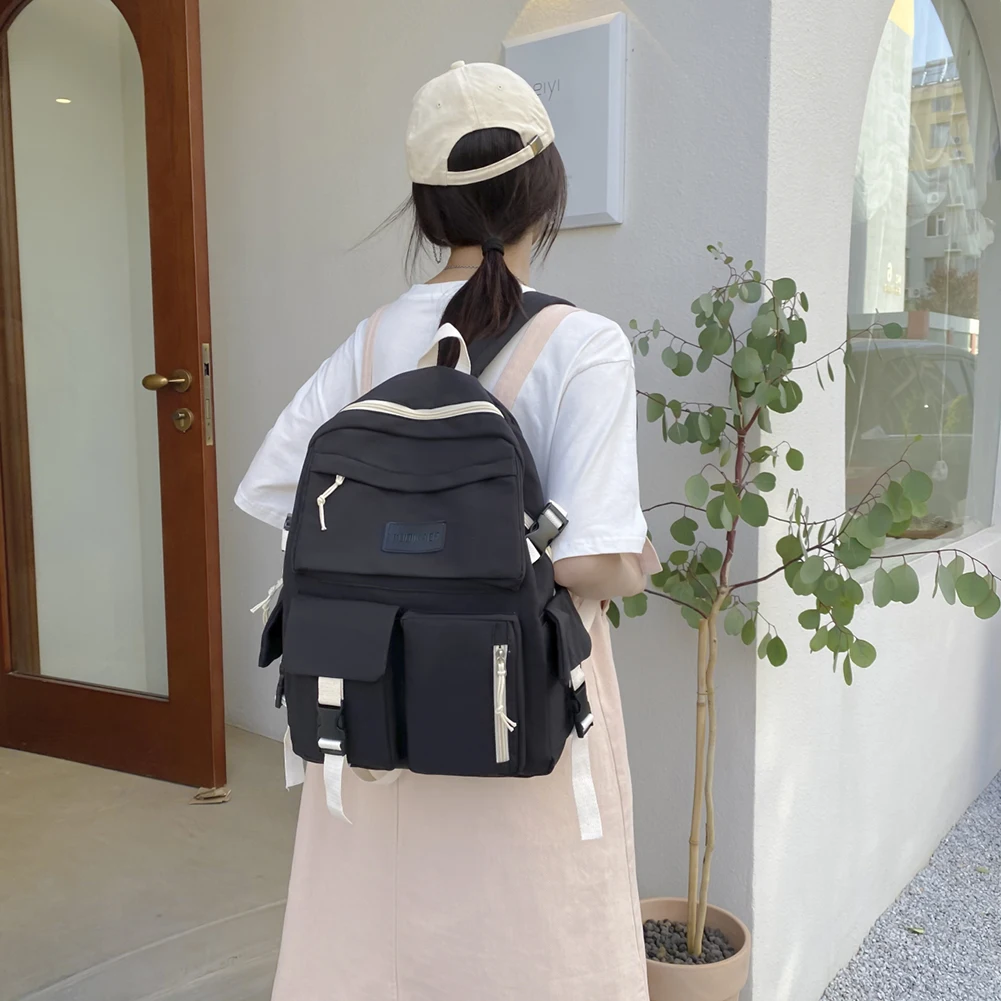 Backpacks Large Capacity Canvas School Rucksack Preppy Style Students Casual Schoolbag Korean Contrast Color Travel Knapsack