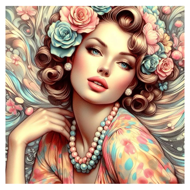 Sexy Flower Beauty 5D Diamond Painting Kit Full Square Round Diamond Art, DIY Craft Perfect for Living Room Decor Ideal Gift